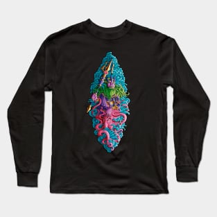 Poseidon Octopus Surfboard Long Sleeve T-Shirt